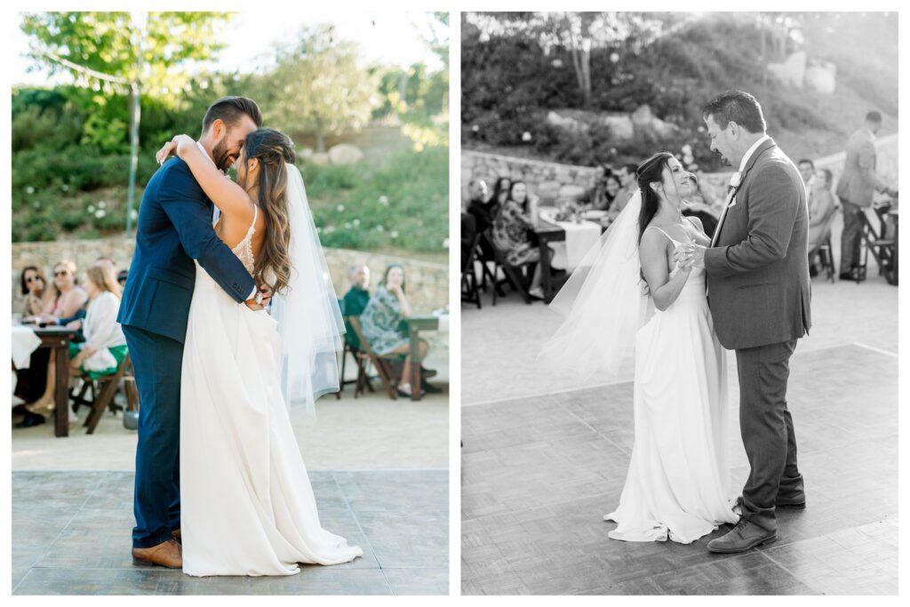 A bride dances with her father during her wedding reception at TERRA MIA vineyards in Paso Robles, California