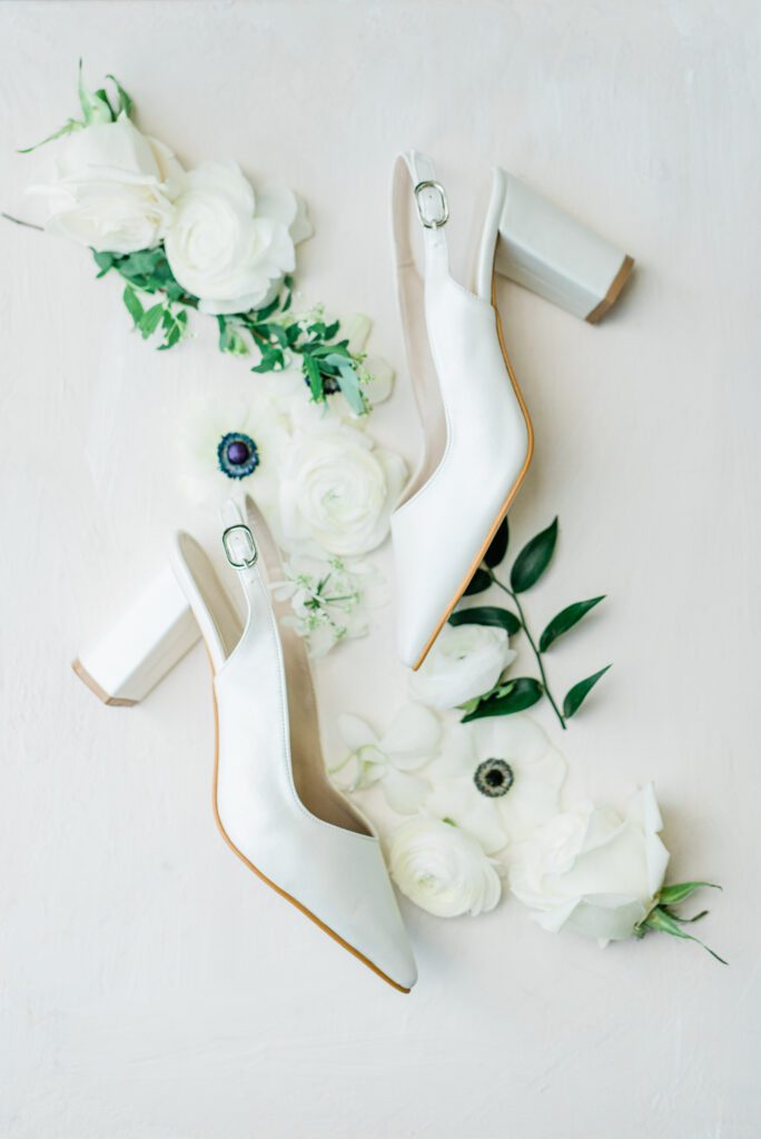 flat lay for vineyard wedding brides shoes