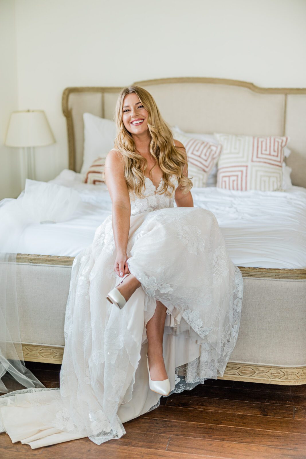 Bride getting ready at Bella Terra Vineyards capturing by a Paso Robles luxury wedding photographer.
