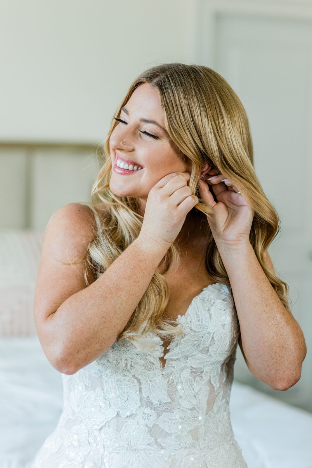 Bride getting ready at Bella Terra Vineyards capturing by a Paso Robles luxury wedding photographer.