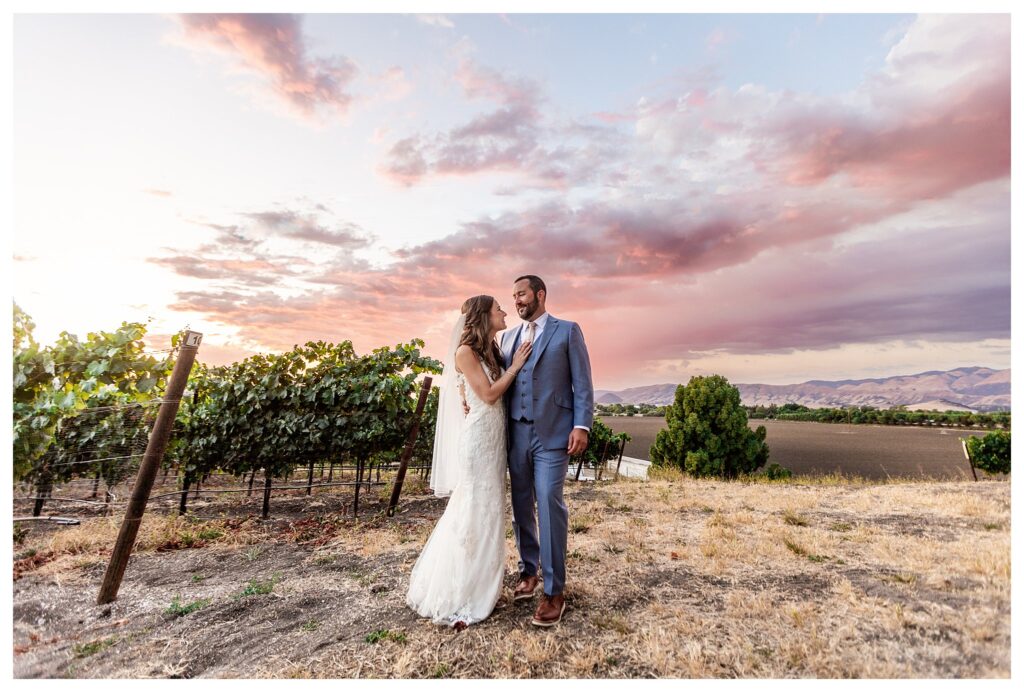 Epic photo of bride and groom at sunset at Greengate Ranch and Vineyard.