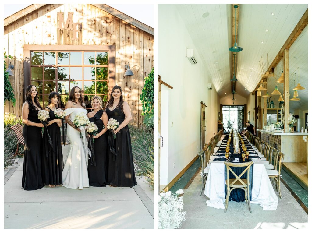 Marfarm wedding reception set up in their converted dairy barn, a san luis obispo vineyard wedding venue.