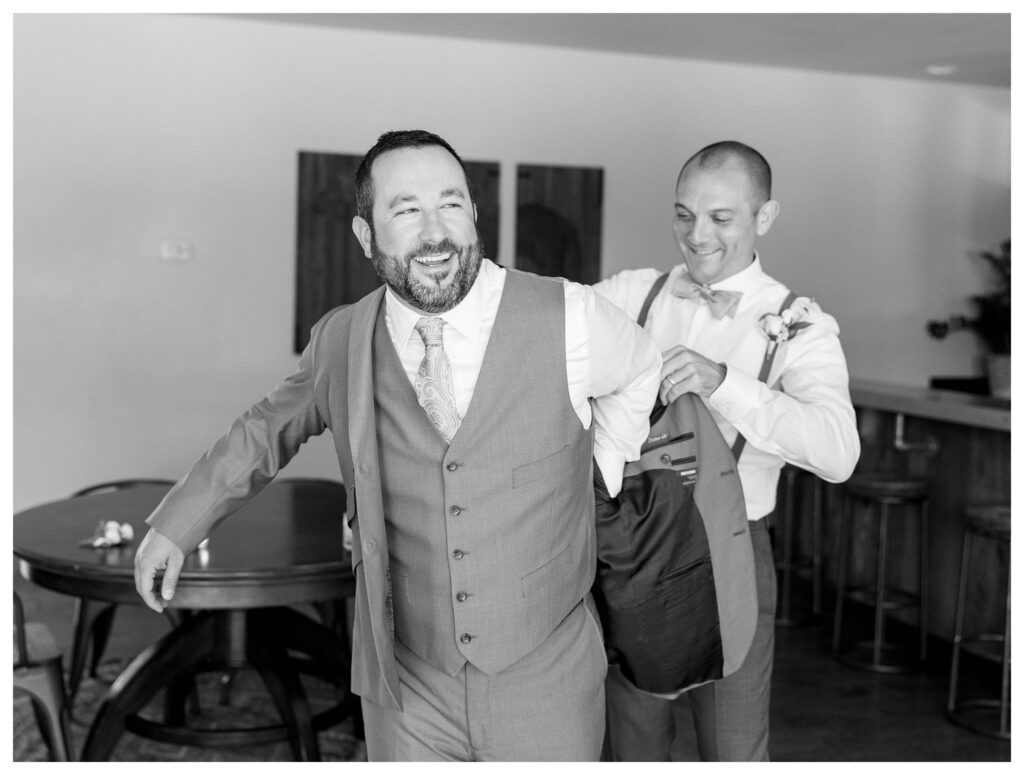 Groom getting ready with best man at Greengate Ranch - Paso Robles | Leana Myra Photography