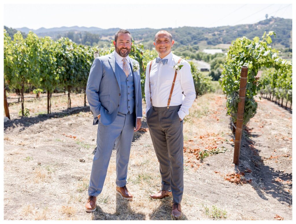 Groom and best man in vineyard at Greengate Ranch - Paso Robles | Leana Myra Photography