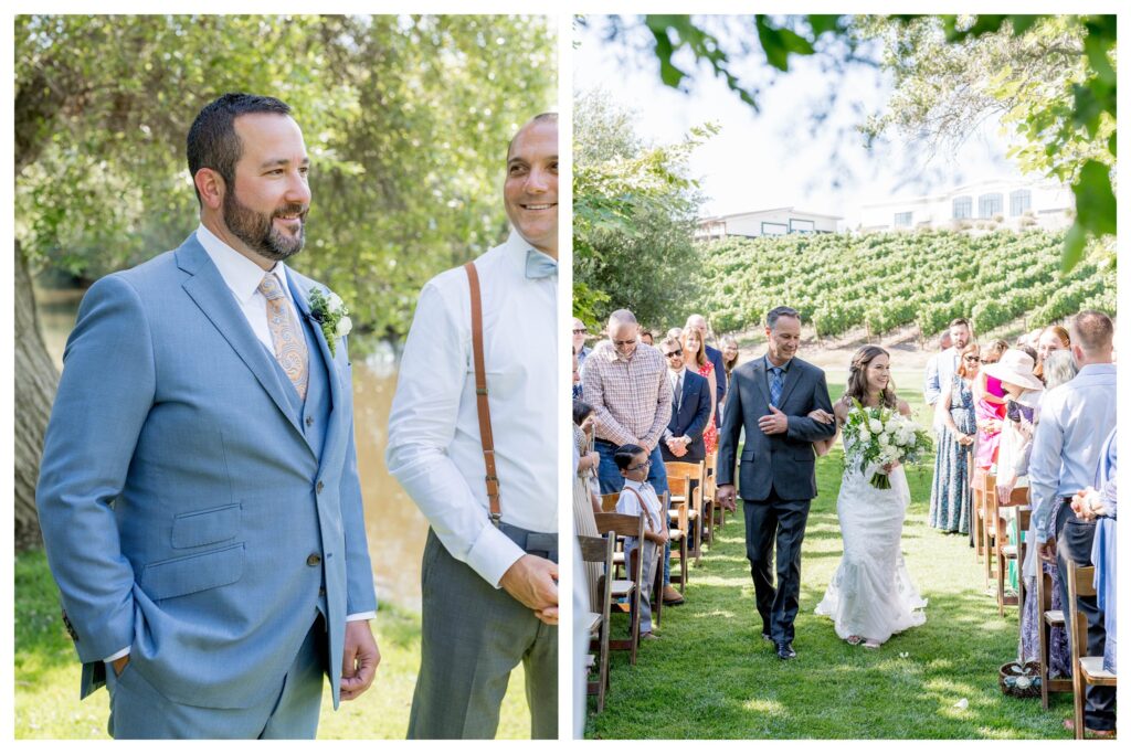 Bride walking down the aisle at Greengate Ranch wedding - Paso Robles | Leana Myra Photography