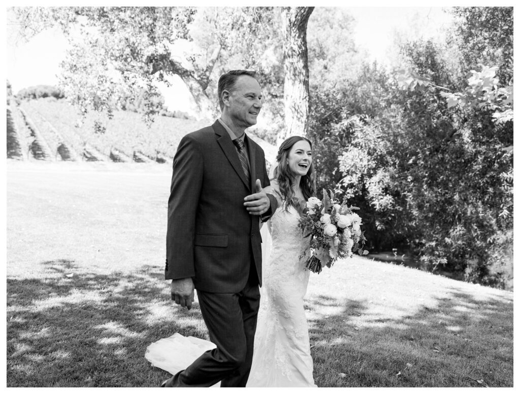 Bride and father walking down the aisle at Greengate Ranch - Paso Robles | Leana Myra Photography
