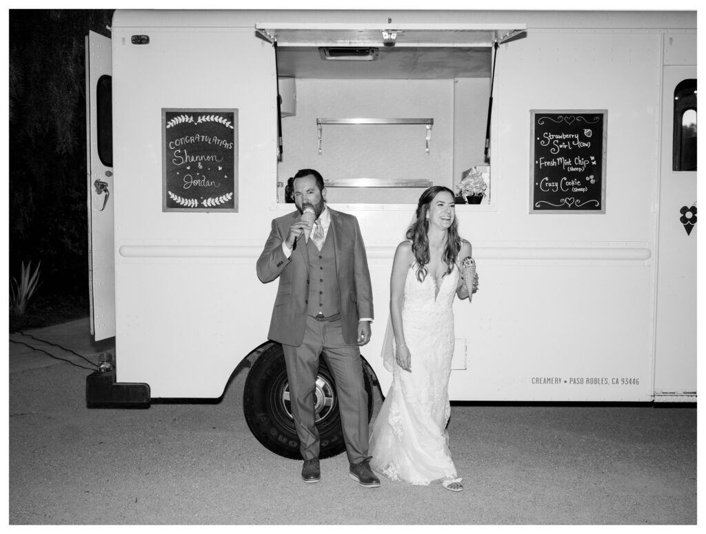 Bride and groom ice cream truck at Greengate Ranch – Leana Myra Photography