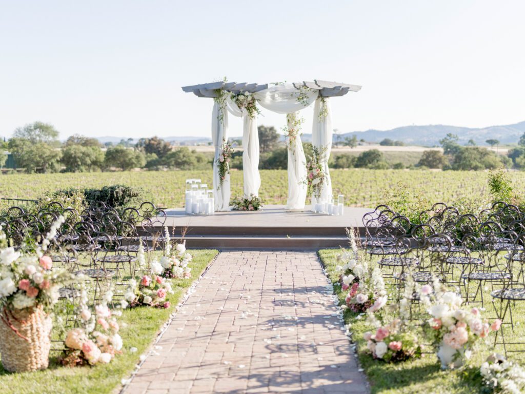 A beautiful wedding decoration set up at Almond Springs, Paso Robles.