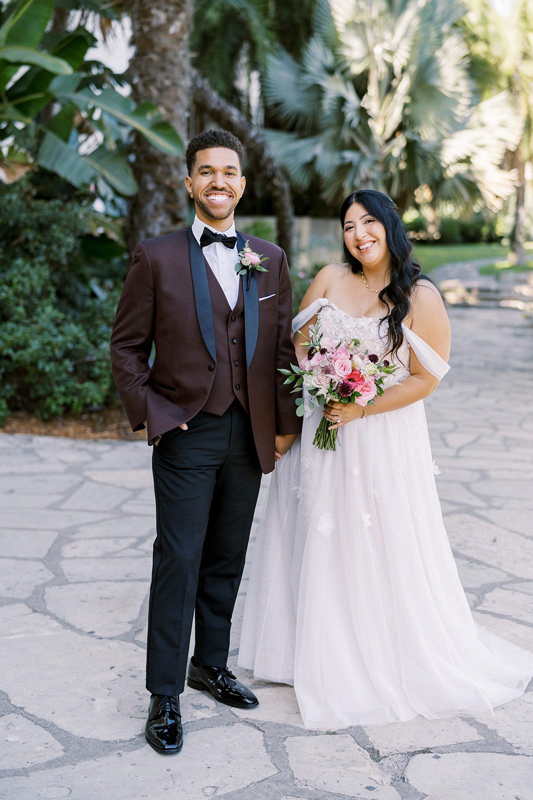 bride and groom getting married at the santa barbara courthouse