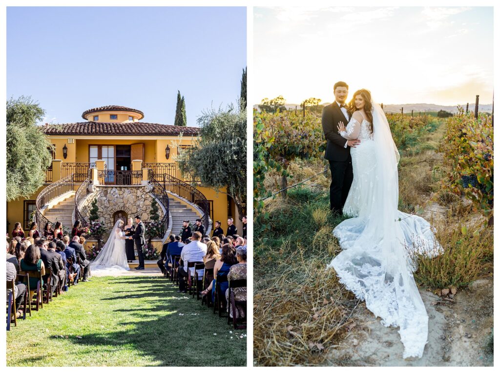 Bride and groom wedding ceremony at Cali Paso vineyards in San Luis Obispo, an all inclusive wedding venue in Paso Robles.