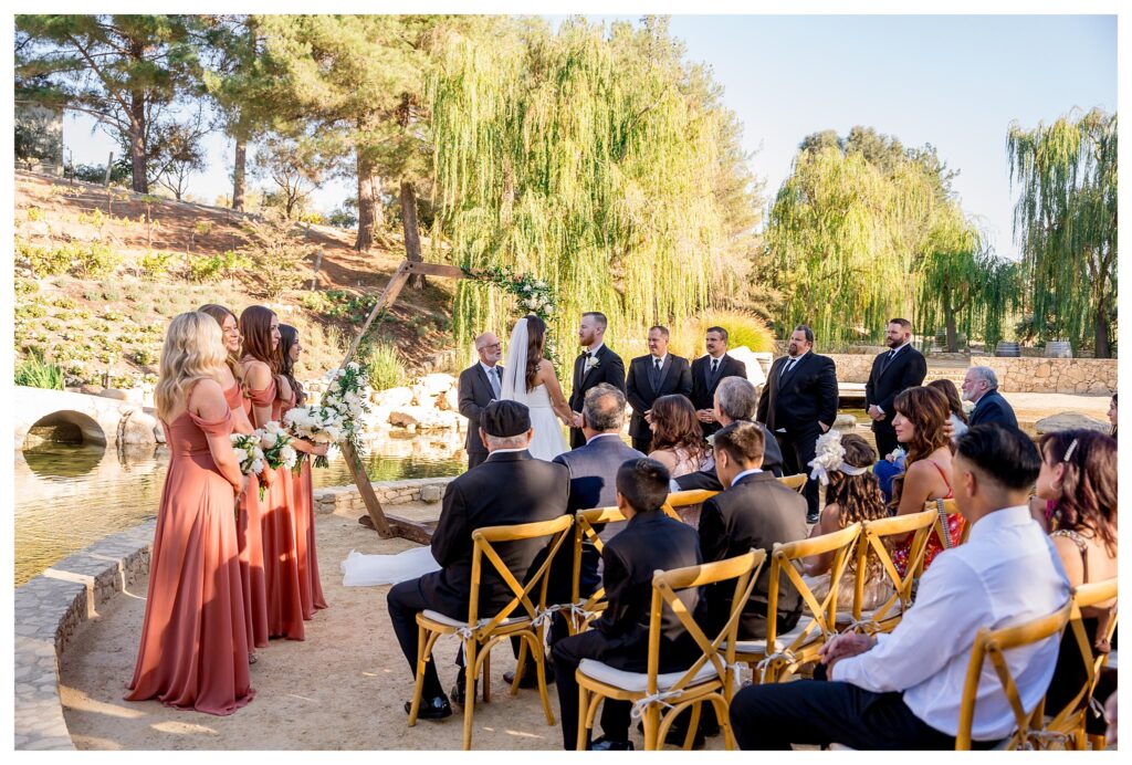 A garden wedding ceremony at Terra Mia Vineyards.