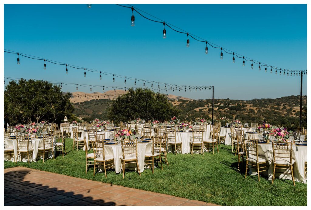 A spring wedding reception at the Casitas Estate a luxury garden wedding venue in san Luis Obispo.
