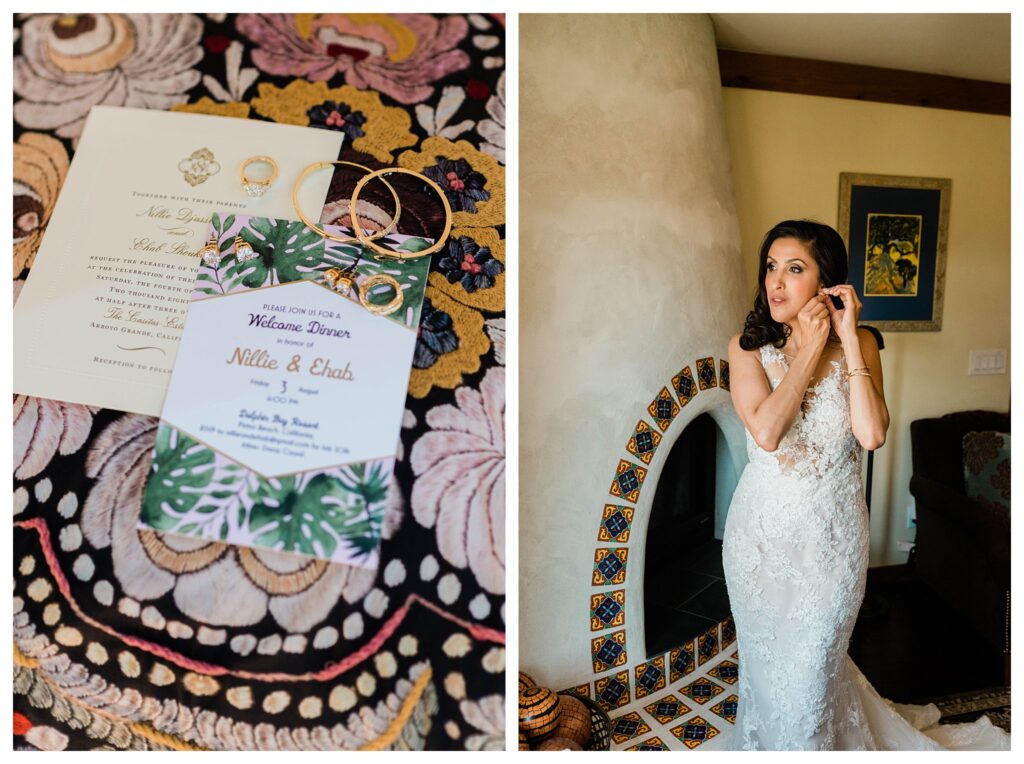 A bride gets ready for her Persian wedding at the Casitas Estate a luxury garden wedding venue in san Luis Obispo.