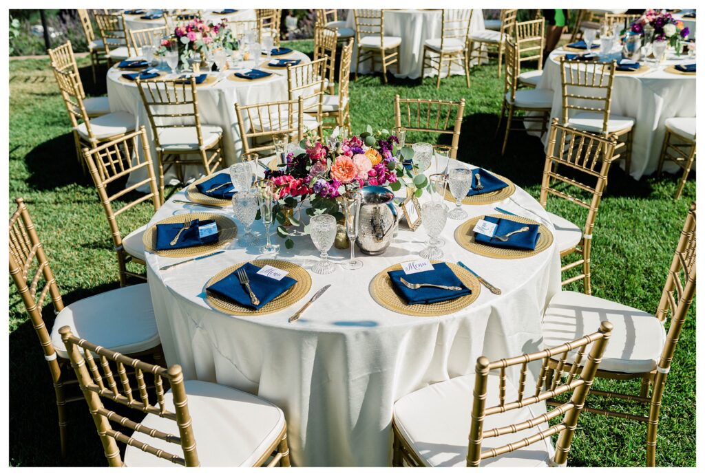 A luxury wedding reception in San Luis Obispo at a garden wedding venue. 