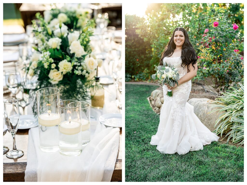 Glass dishes and decor at a  luxury wedding at Maravilla gardens in Camarillo, by a light and airy wedding photographer. 