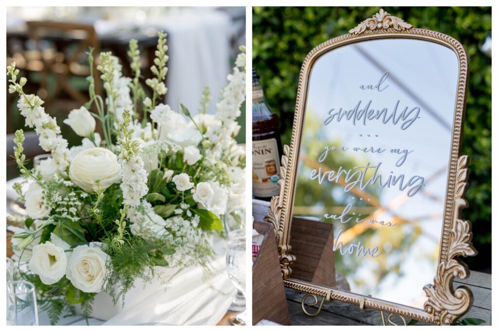Romantic calligraphy mirror sign reading “you were my everything” at Maravilla Gardens wedding.


