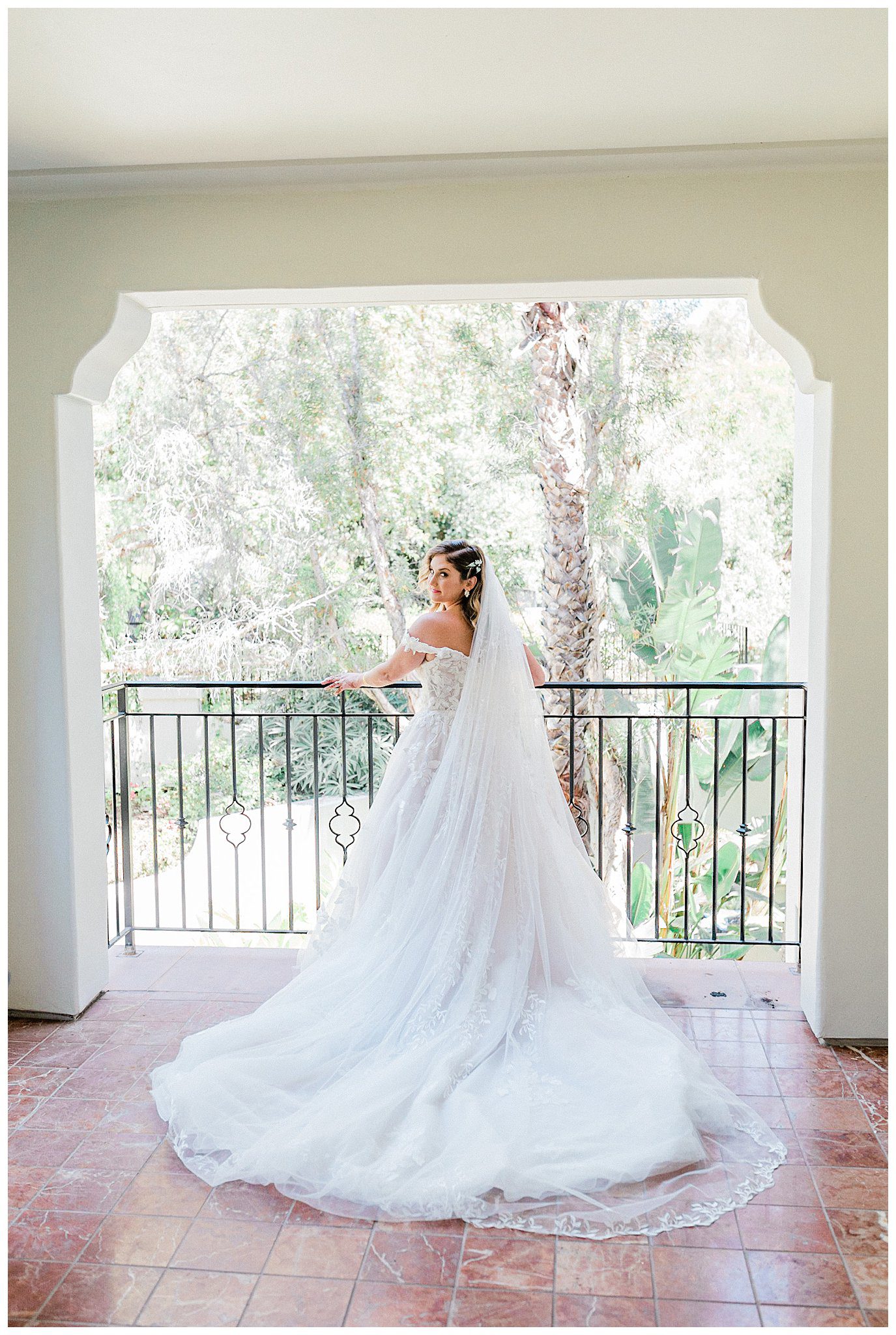A bride in her wedding dress at the Ritz, Carlton Bacara in Santa Barbara.