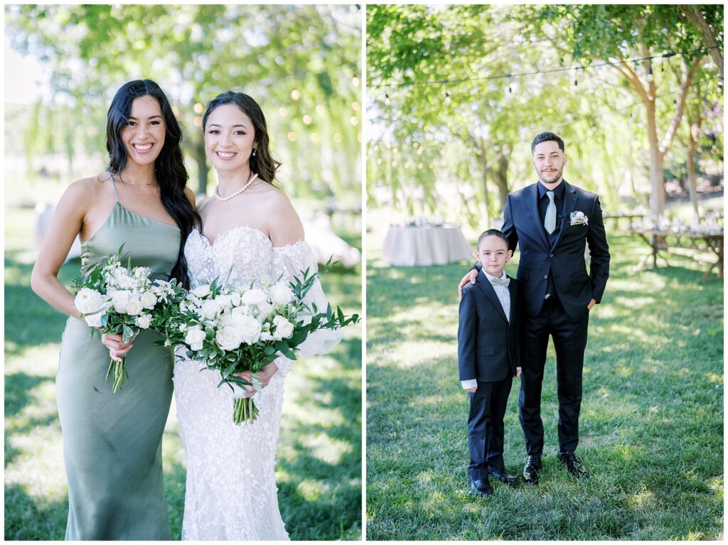 A bride and groom with their best man and best lady during their wedding ceremony at Bella Terra Vineyards, in Paso Robles, California, a garden wedding venue in California.