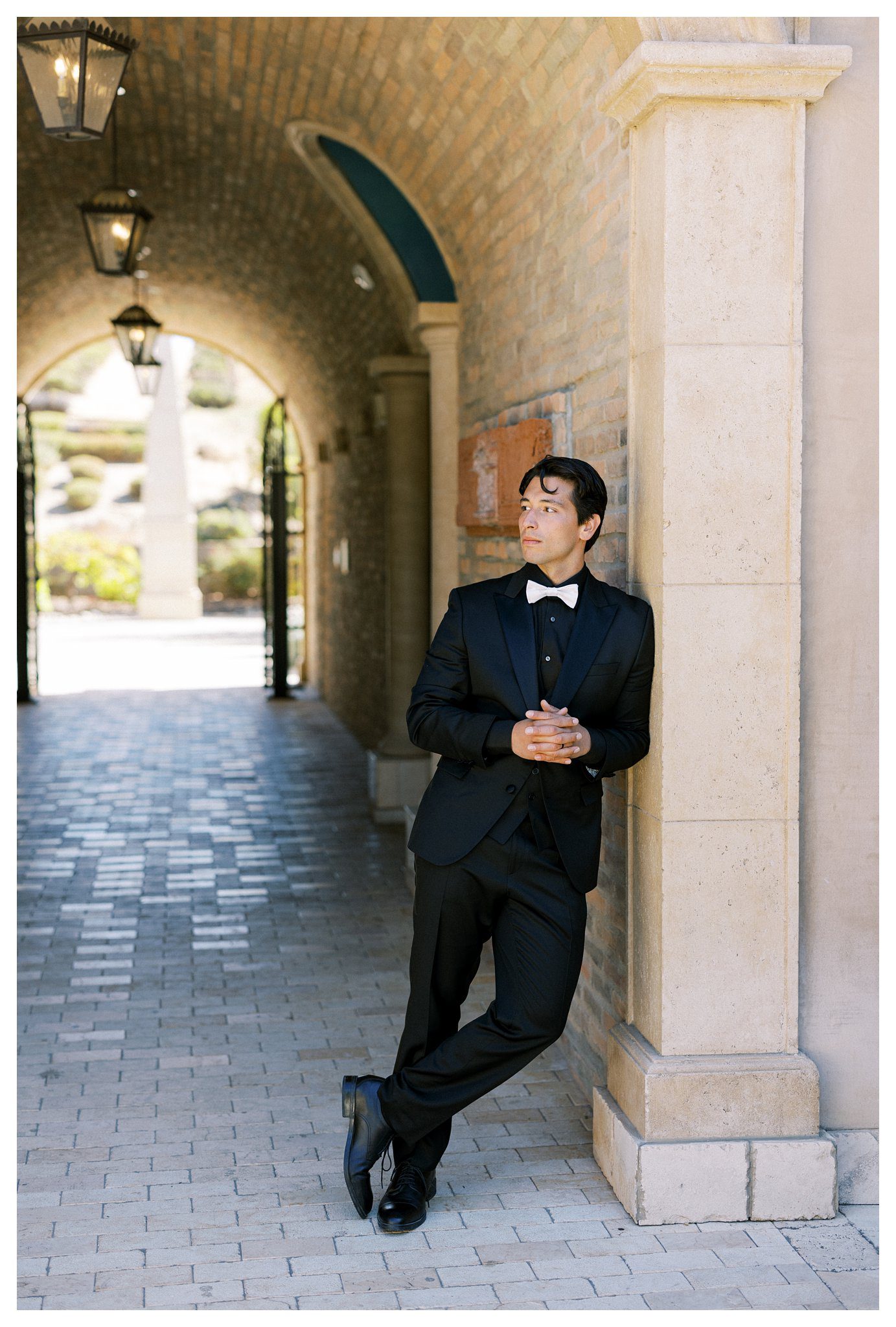 Groom wedding portrait Allegretto Vineyard Resort Paso Robles