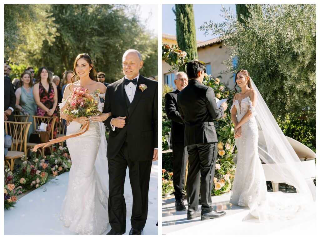 Bride walking down aisle and vows at Allegretto Vineyard Resort wedding