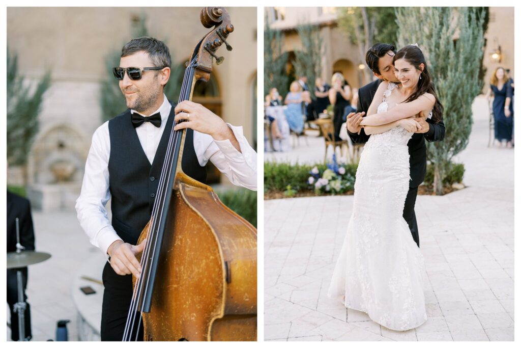 Live band and outdoor first dance Allegretto Vineyard wedding