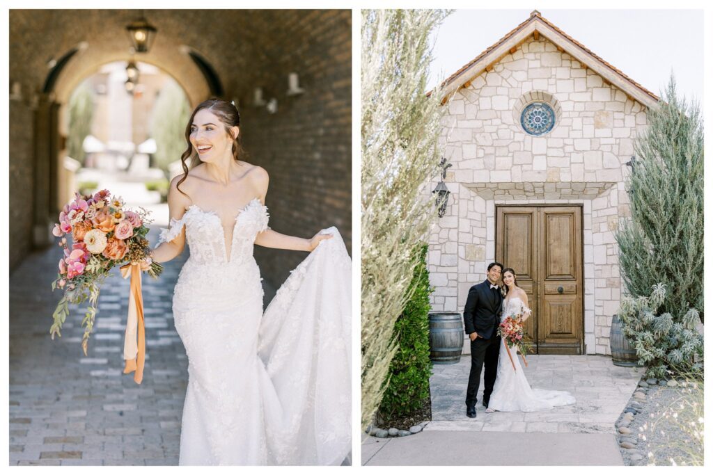 Romantic bride portrait and chapel photo Allegretto Paso Robles