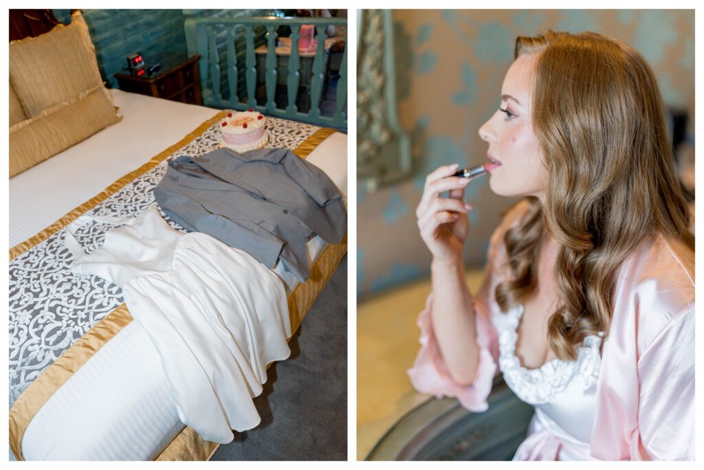 Outfits on bed – Madonna Inn Wedding San Luis Obispo | Leana Myra Photography