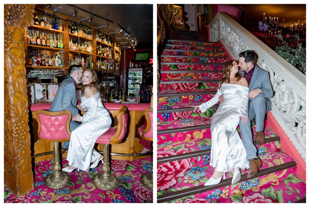 Couple at bar – Retro Vibes | Madonna Inn Wedding | Leana Myra Photography