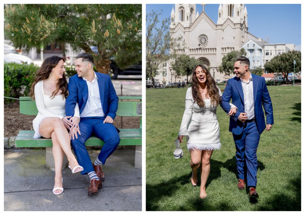 Park bench laugh – San Francisco Leana Myra Photography